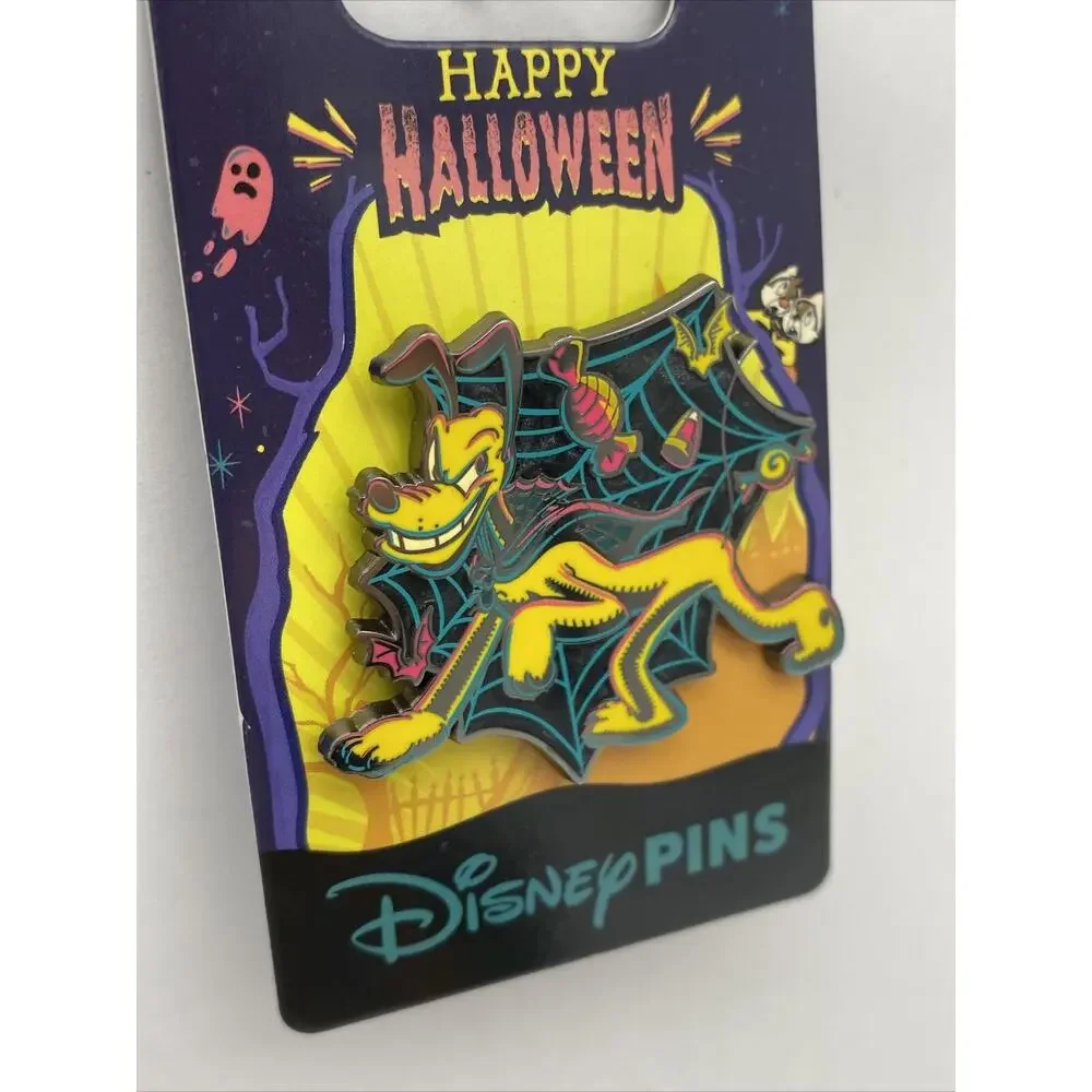 Disney Parks Pin Happy Halloween Bad Pluto with Spider Web Candy & Cape 2023